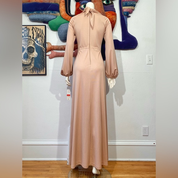 1970’s LEE JORDAN DRESS Studded Studs Rhinestones NEUTRAL Vintage Tags Nude Knit - Picture 9 of 11